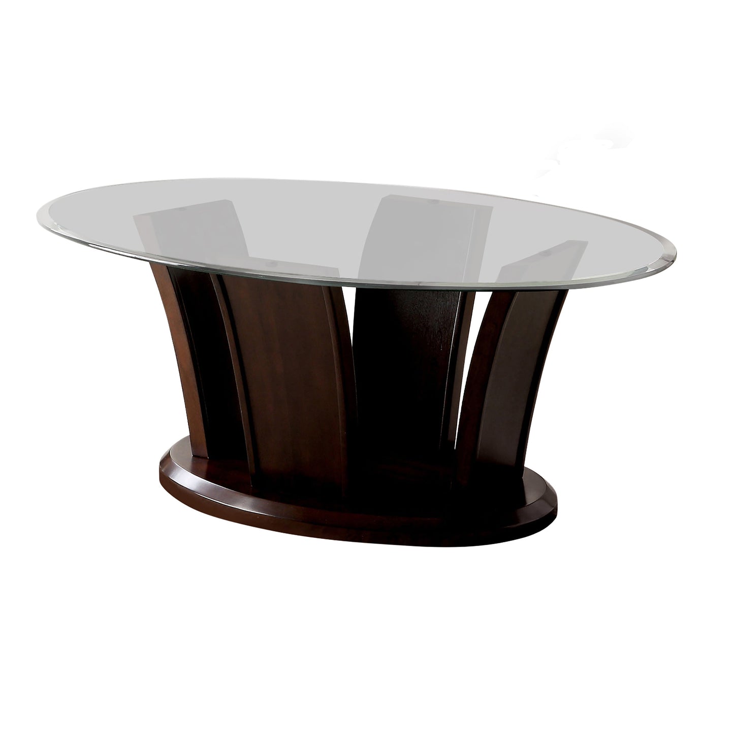 Jillyn Contemporary Glass Top Coffee Table in Dark Cherry