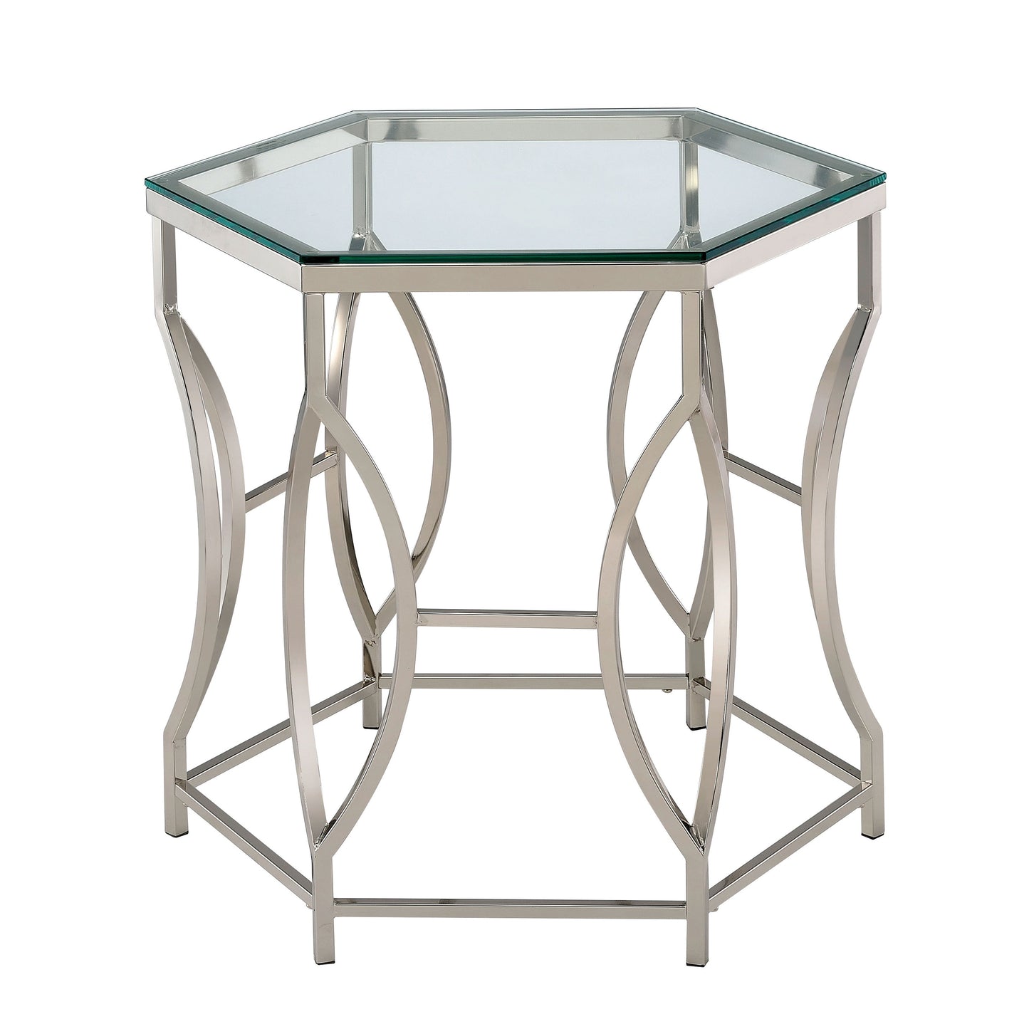 Firnley Contemporary Glass Top Hexagon End Table