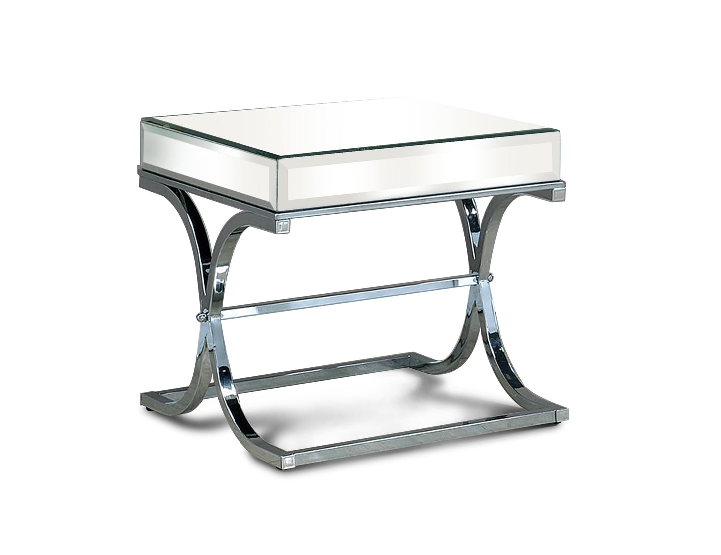 Lorrisa Contemporary Glass Top End Table in Chrome