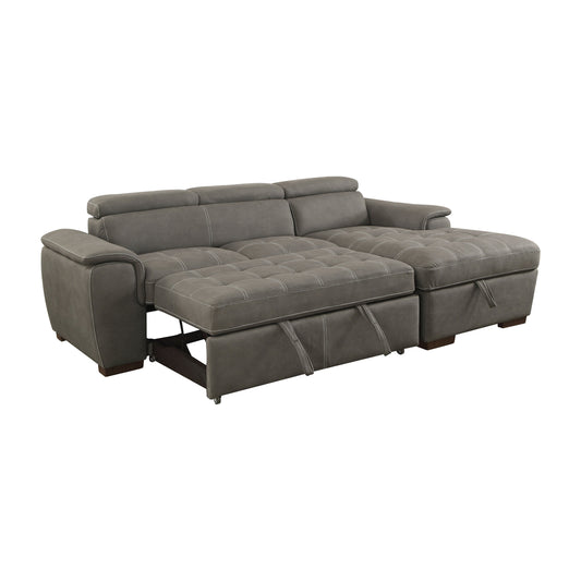 Lendra Contemporary Hidden Storage Sectional in Ash Brown