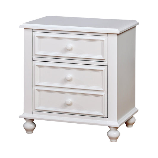Ben Traditional 3-Drawer Nightstand in White