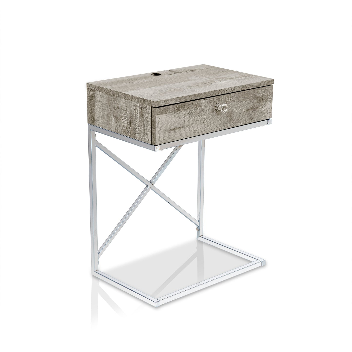 Kylie End Table with USB Port in Light Gray