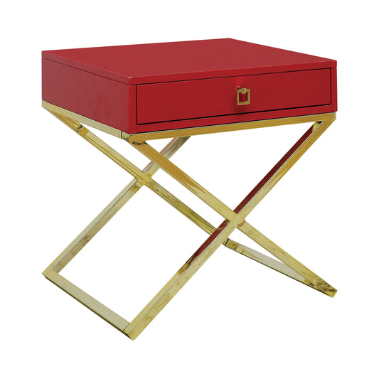 Aroxya Contemporary 1-Drawer End Table in Red