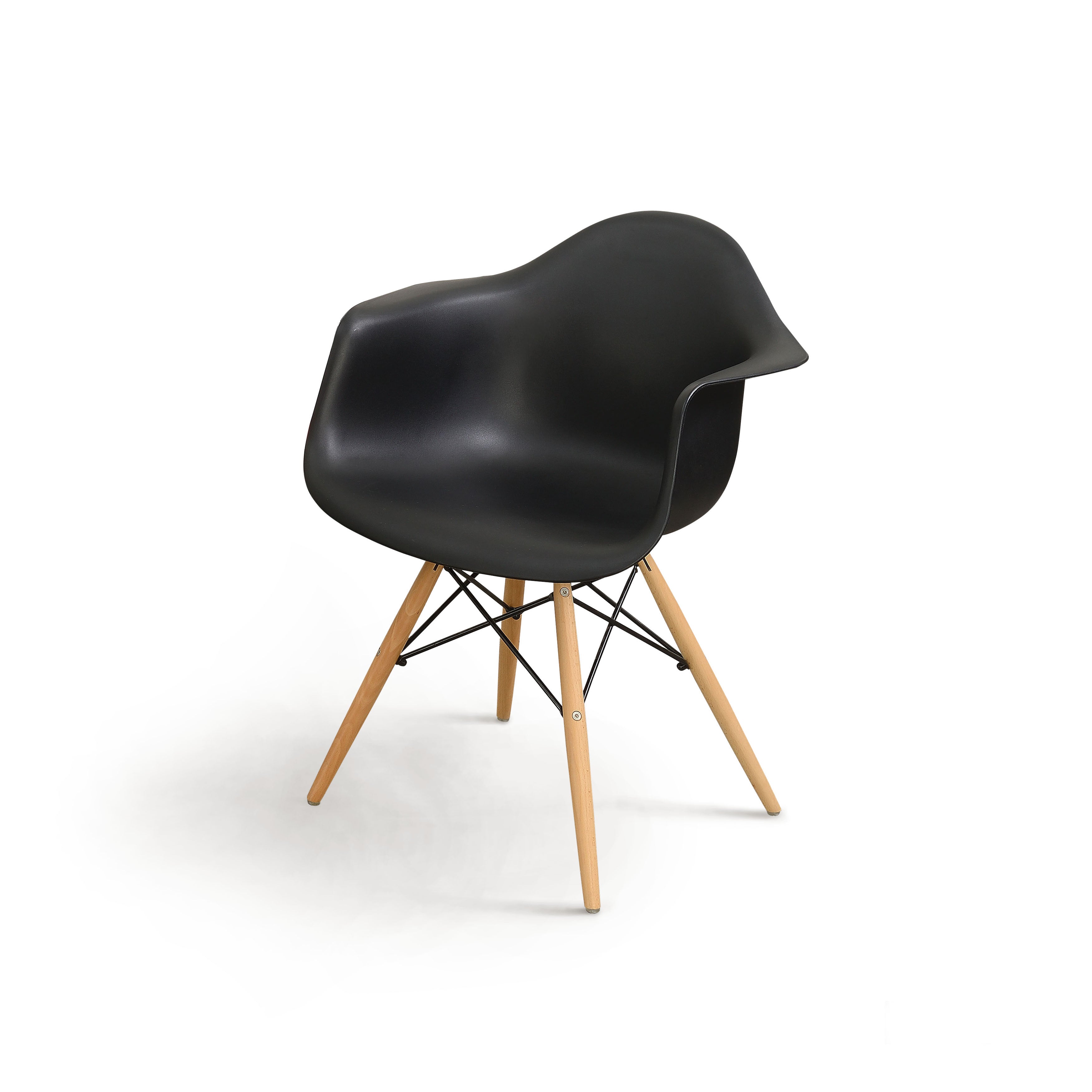 Kylie MidCentury Modern Splayed Leg Accent Chairs in Black (Set of 2