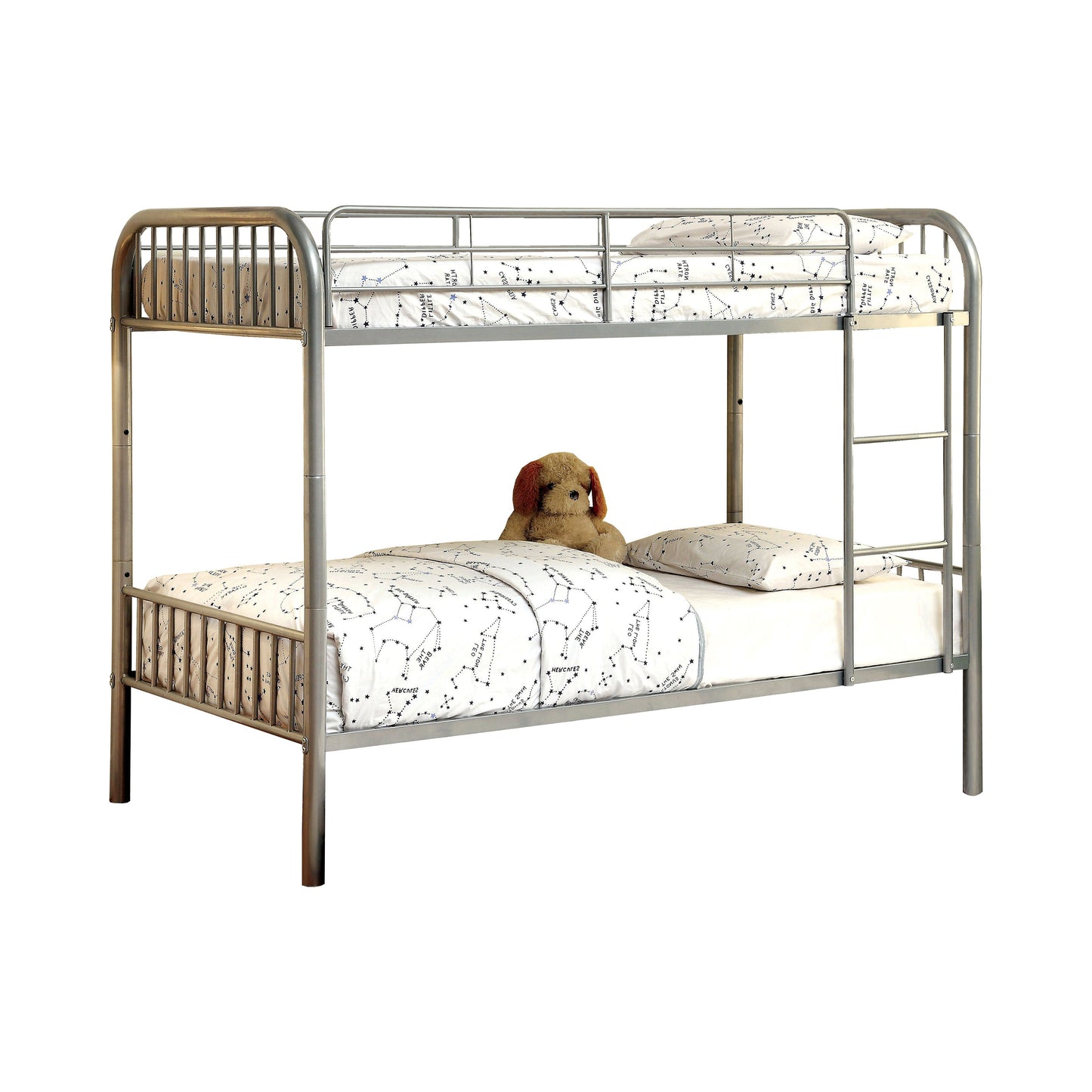 Lompok Contemporary Metal Bunk Bed in Silver