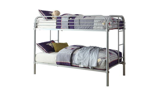 Teledona Transitional Metal Twin over Twin Bunk Bed in Silver