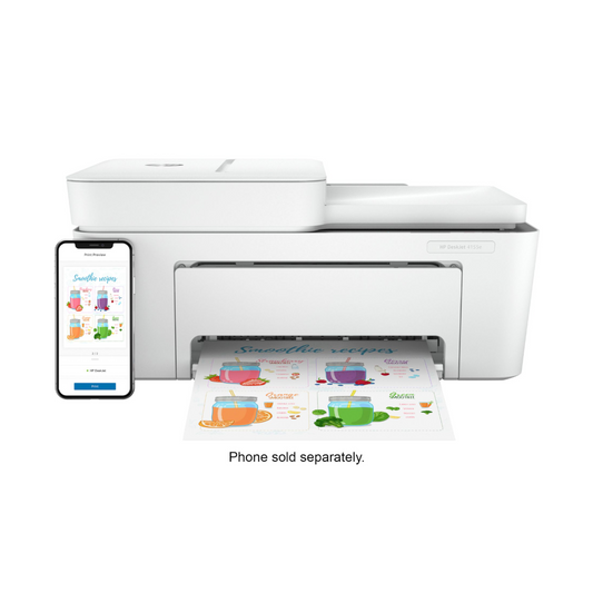 HP - DeskJet 4155e Wireless All-In-One Inkjet Printer- White