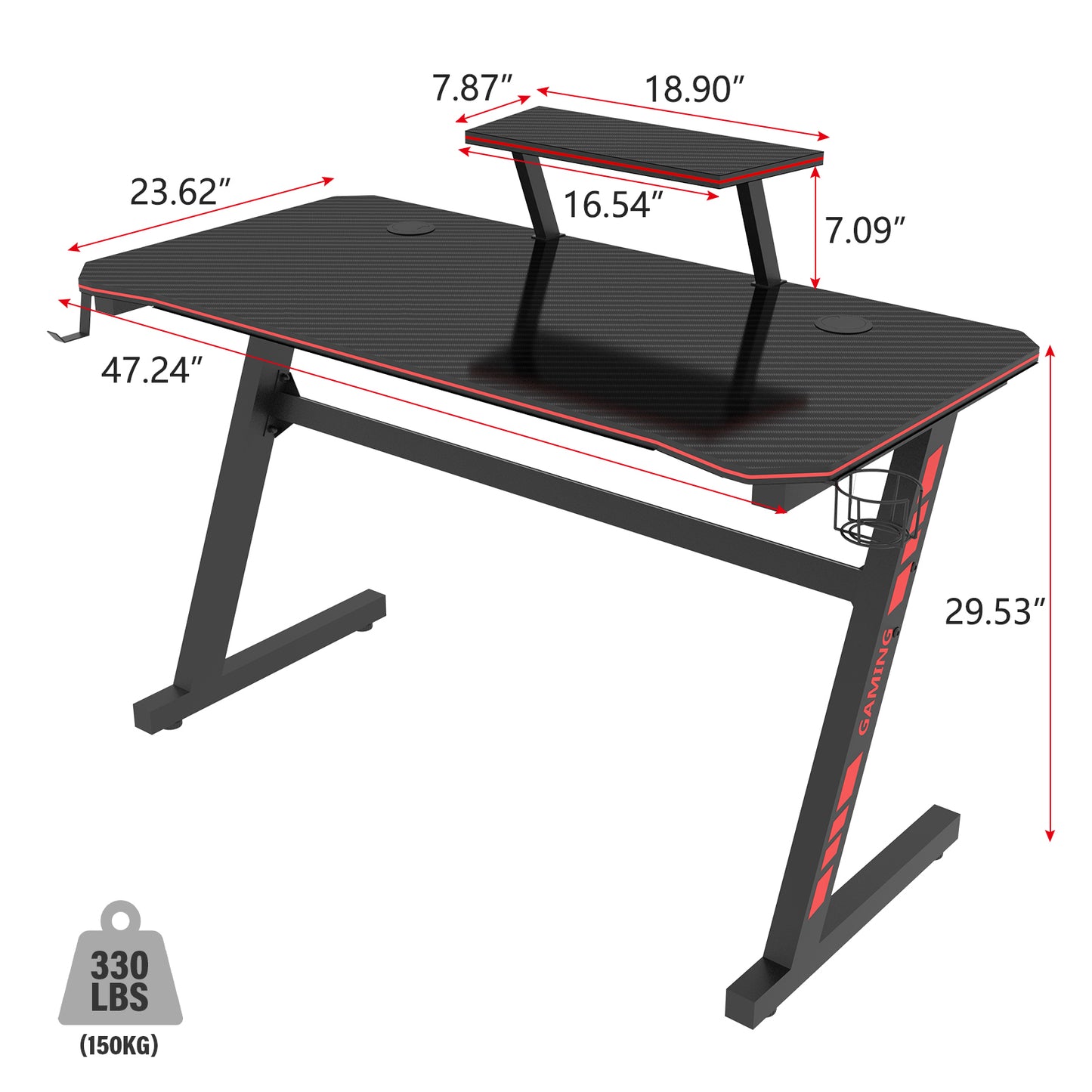 Hot Gaming Table Z Shape Black MDF Gaming Desk with PC Holder