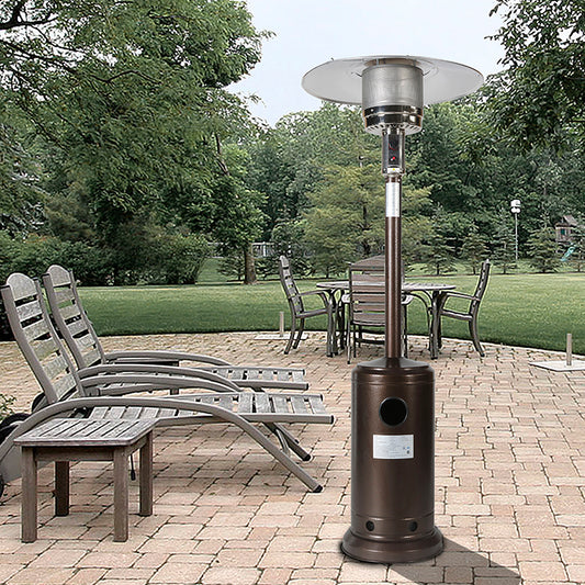 46000BTU Propane Hammered Bronze powder coated Iron Mushroom Outdoor Patio Heater, with Two Smooth-rolling Wheels,,with Hose Set,with Black Cover