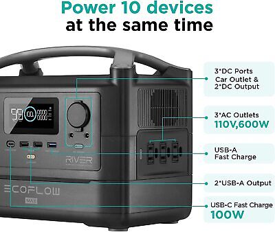 EcoFlow River Max 576Wh Portable Power Station, Clean & Silent Solar* Generator